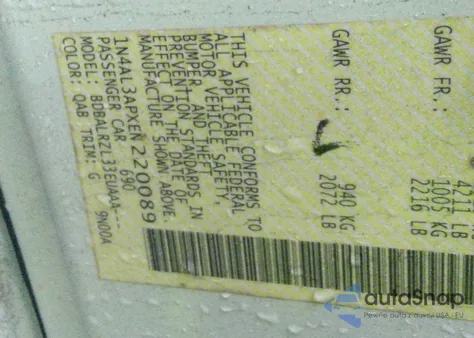 2014 Nissan Altima 2.5 S z USA, uszkodzony, nr VIN 1N4AL3APXEN220089